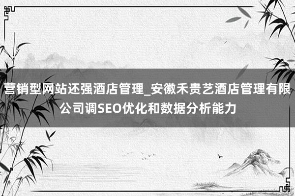 营销型网站还强酒店管理_安徽禾贵艺酒店管理有限公司调SEO优化和数据分析能力